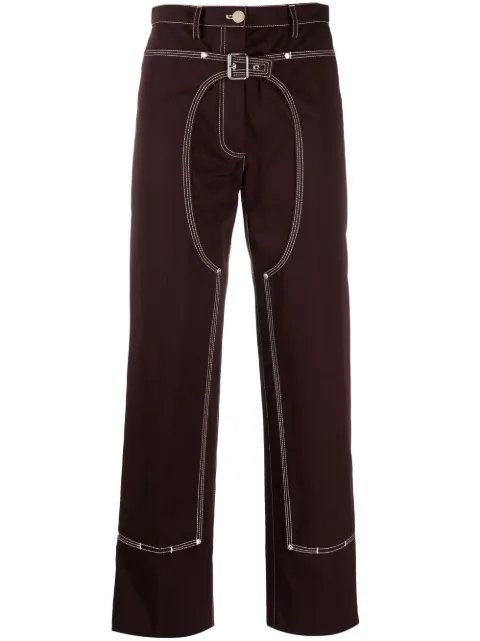 Stella McCartney contrast-stitch straight-leg trousers Brown 6400373AU450