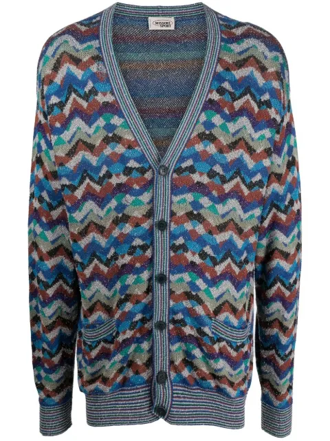 Missoni Pre-Owned 1990s zigzag knit cardigan Blue MISS350POR