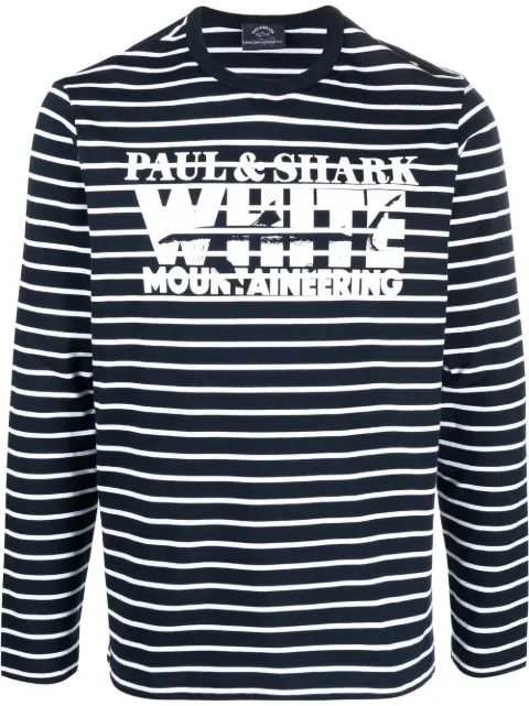 Paul & Shark logo-print striped T-shirt Blue 22411418
