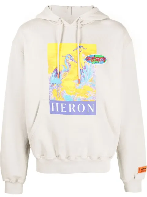 Heron Preston logo-print cotton hoodie Neutrals HMBB017S22JER0050918