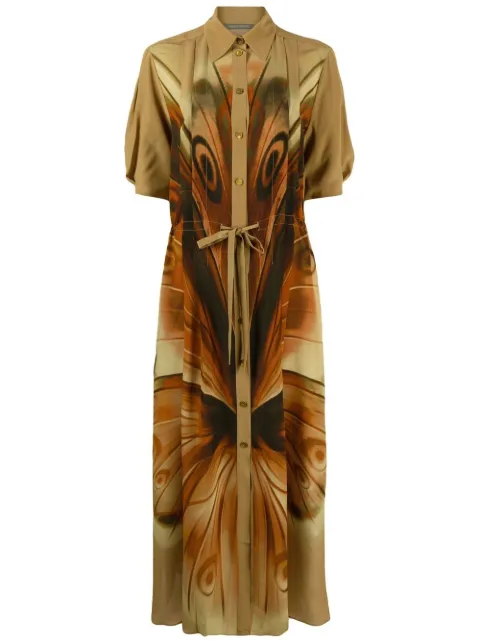 Alberta Ferretti abstract-print shirtdress Neutrals A04340146
