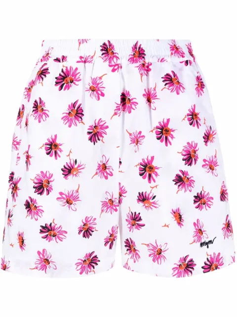 MSGM floral-print cotton shorts White 3242MDB115X227350