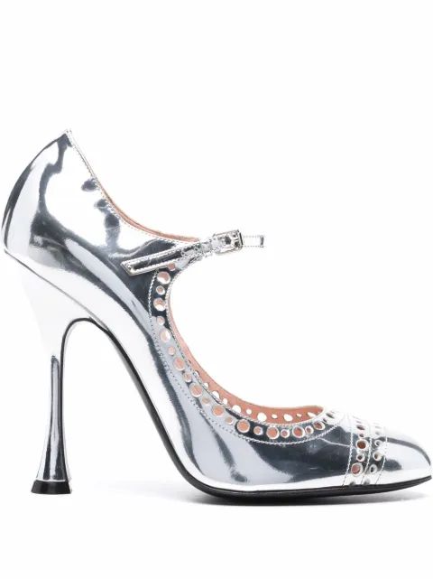 Giambattista Valli punched hole heeled pumps Silver 22FWXVBRP00717SPL