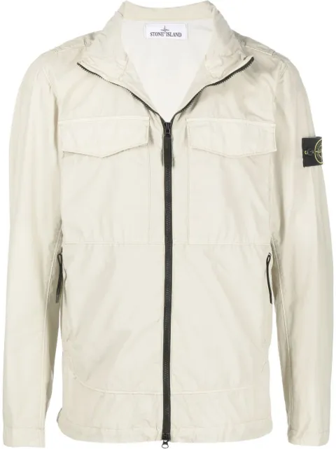 Stone Island Compass-patch zip-up jacket Neutrals 761540532