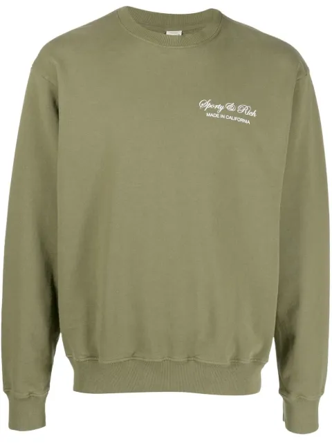 Sporty & Rich logo-print cotton sweatshirt Green CR314