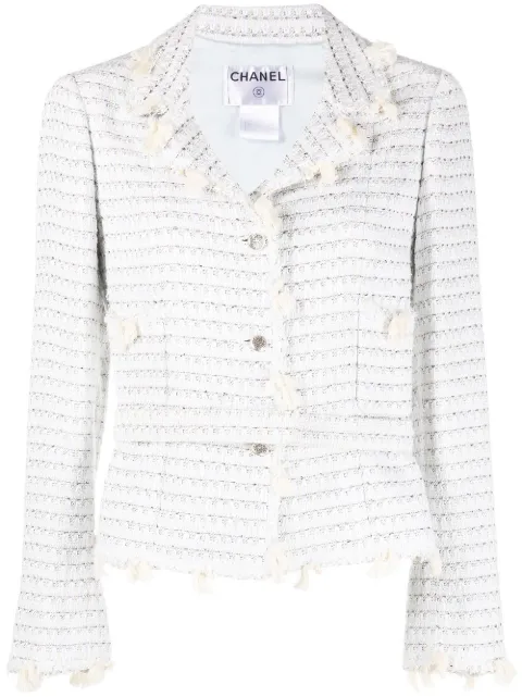 CHANEL Pre-Owned 2005 tweed-knit belted jacket Neutrals CHA2500DMD