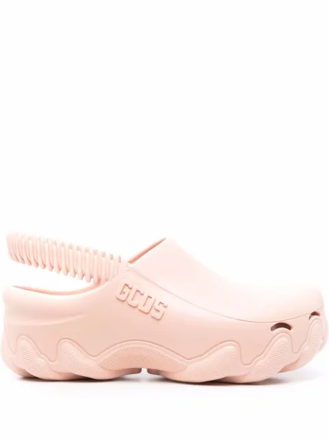 GCDS Ibex logo-embossed slingback clogs Pink SS22M470001