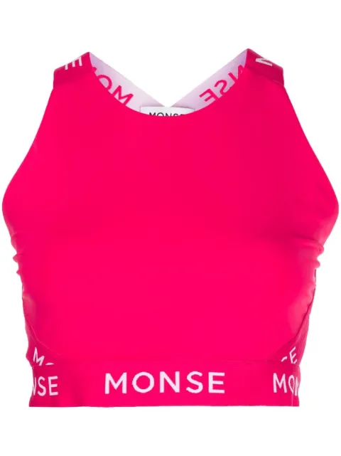 Monse logo-print halterneck sports top Pink MS220408VPR