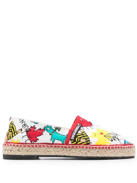 DSQUARED2 maple-leaf logo-print espadrilles White ESW0012