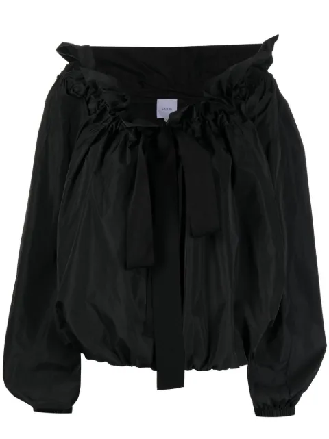 Patou drawstring-collar organic-cotton blouse Black TO0170017999B