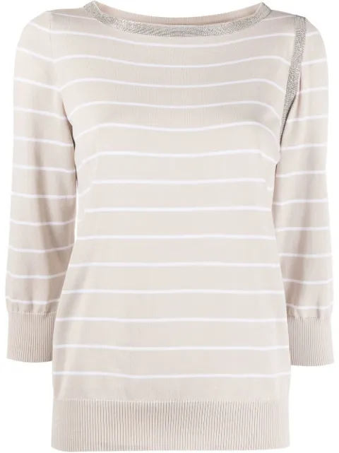 Fabiana Filippi stripe-print cotton jumper Grey MAD272W0490000I231