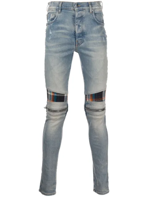 AMIRI mid-rise contrasting-panel skinny jeans Orange MDS194481