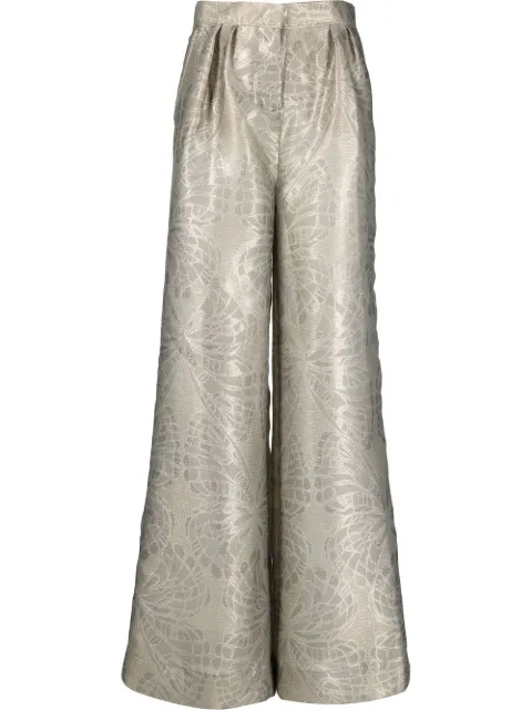 Alberta Ferretti wide-leg metallic-jacquard trousers Gold A03140152