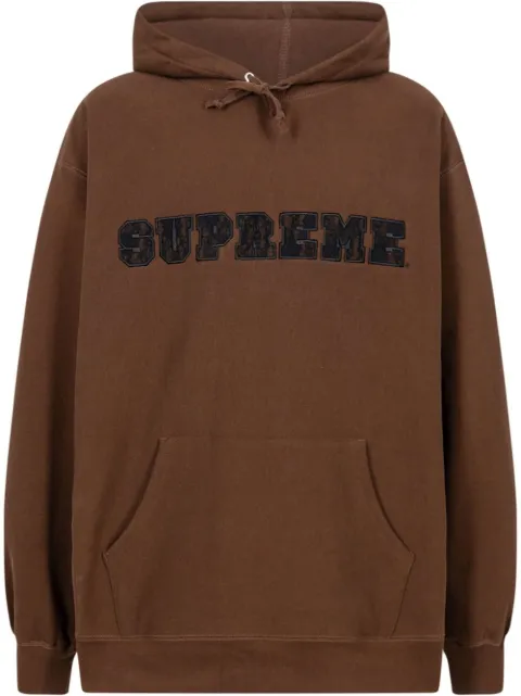 Supreme lace-detail logo hoodie Brown SU11605