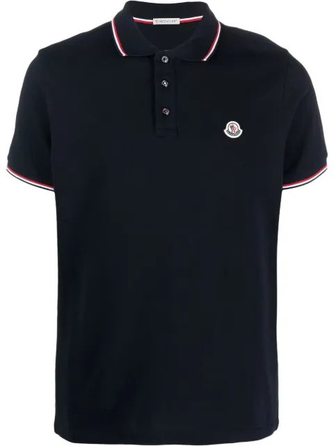Moncler logo-patch tipped polo shirt Blue L20918A7030084556