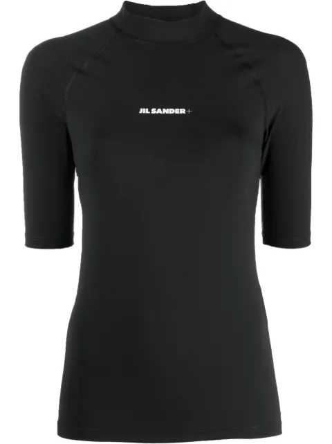 Jil Sander logo-print scuba top Black JPPU783500WU478008