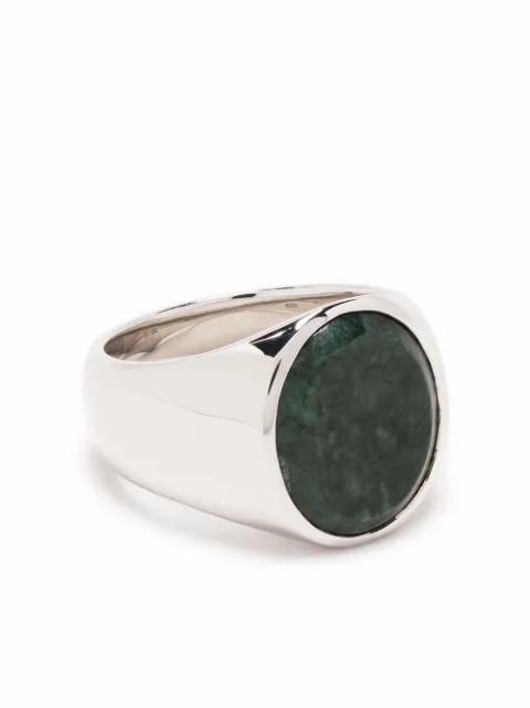 Tom Wood oval green marble ring Silver 100826M