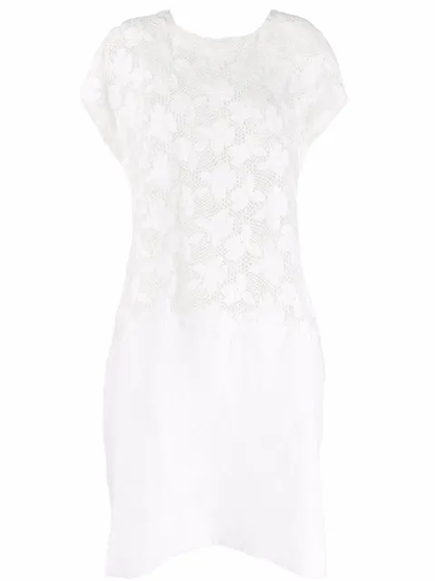 Comme Des Garçons Comme Des Garçons floral-embroidered mesh T-shirt dress White RIO018051