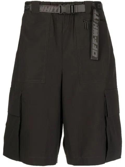 Off-White Industrial-belt track shorts Black OMCB064C99FAB0011007