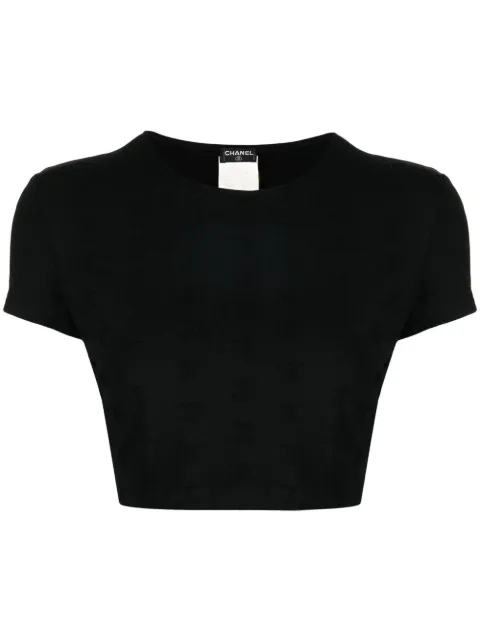 CHANEL Pre-Owned 1997 CC logo-embroidered crop top Black 97PP07794V0539894305