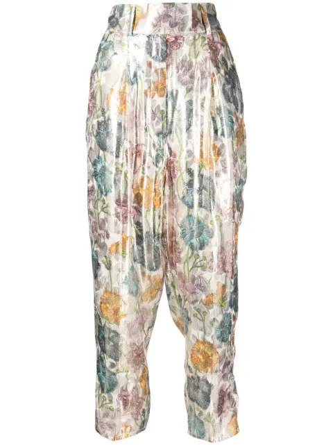 Hayley Menzies Shimmering Bonita Silk Jacquard Tailored Trousers Multicolour 00476SS22