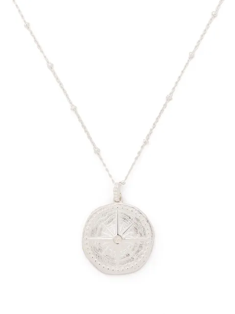 DOWER AND HALL engraved compass necklace Silver SCP56S18