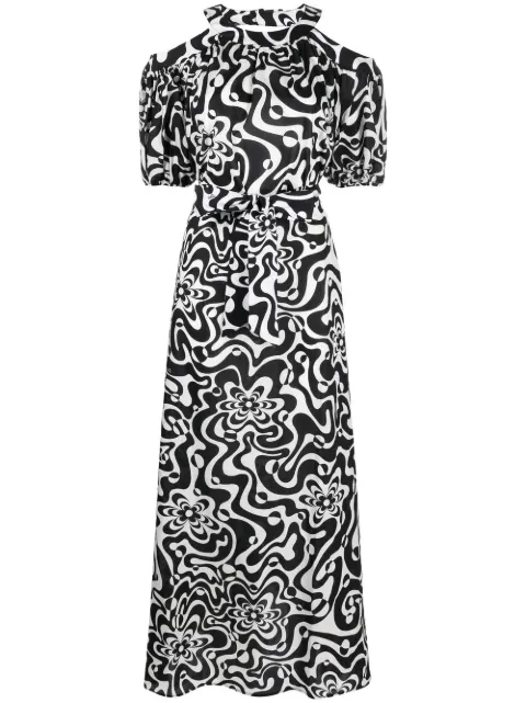 Vivetta abstract-print cut-out dress Black 22EV2S0H163V015