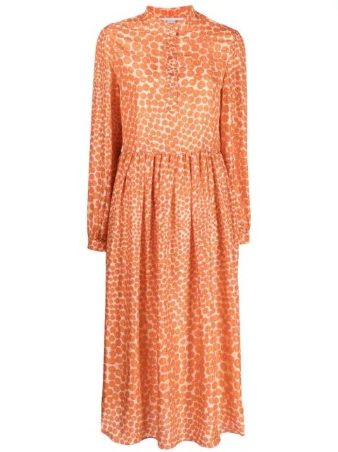Stella McCartney floral-print silk midi dress Orange 6045263STA65