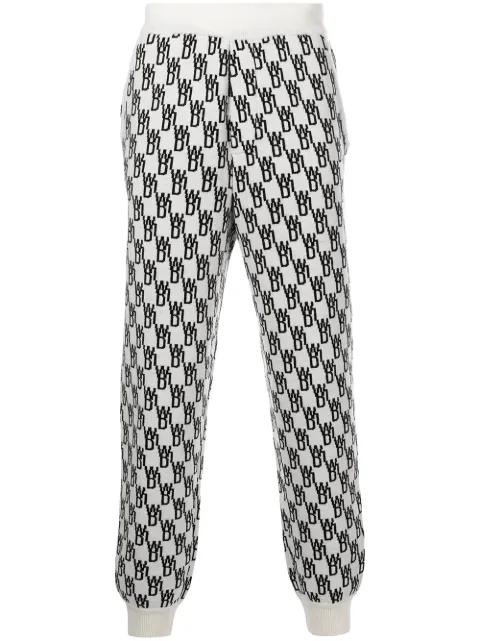 We11done monogram intarsia-knit track pants Neutrals WDKP920102UIV