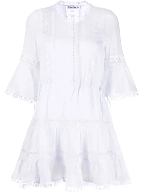 Charo Ruiz Ibiza lace-detail cotton shirtdress White 221609WHITE