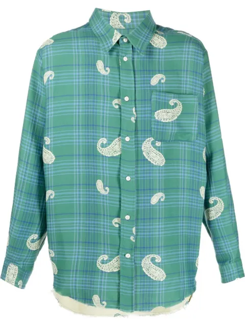 424 check print octopus shirt Green 32424E10226009