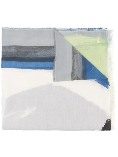 Faliero Sarti abstract-print frayed-edge scarf Neutrals 2005E22
