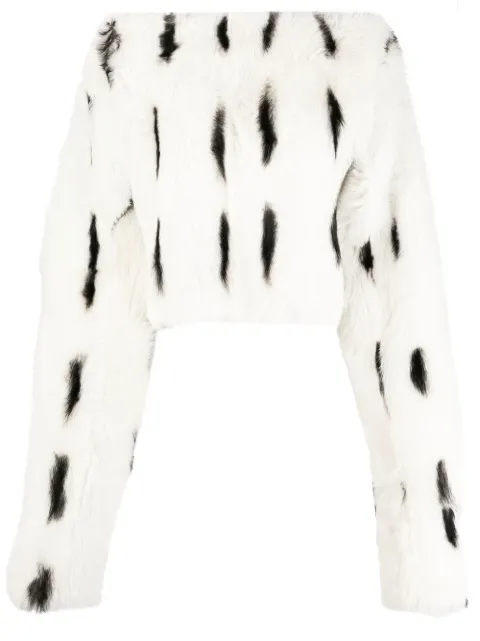 Balmain shearling boat-neck top White YF1AO083LB72