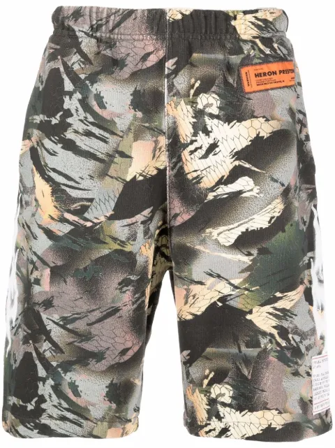 Heron Preston camouflage-print track shorts Green HMCI007S22JER0025901