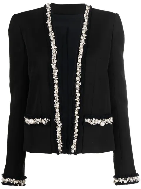 Balmain pearl-trim oversized jacket Black YF1SK065PB29