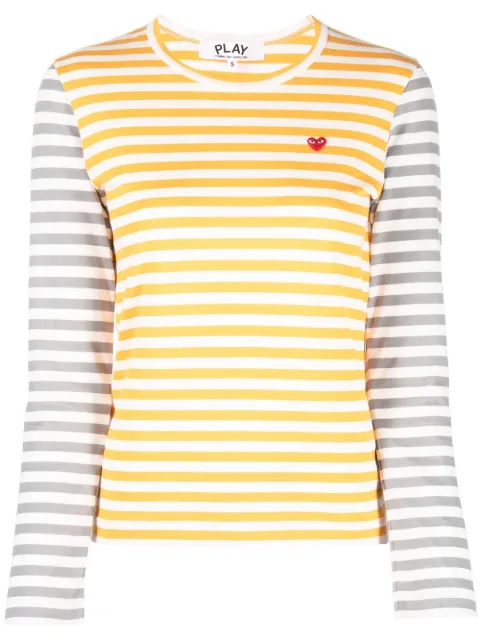 Comme Des Garçons Play logo-patch striped T-shirt Orange P1T317