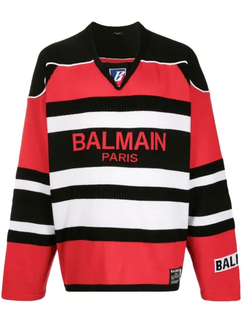 Balmain logo-print jumper Black YH1KB025KC60