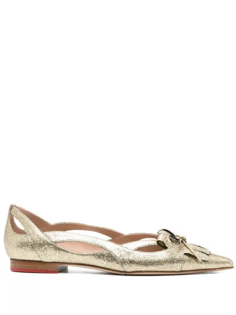 Scarosso pointed toe ballerina pumps Gold SPICYBALLGOLCALF