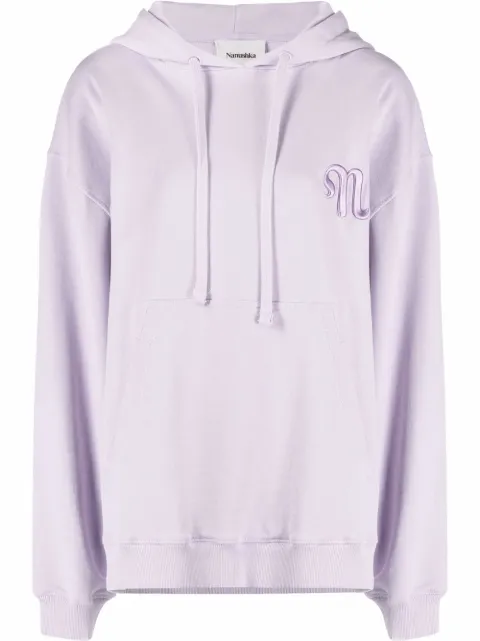 Nanushka logo-embroidered organic cotton hoodie Purple NU22SSSW00443