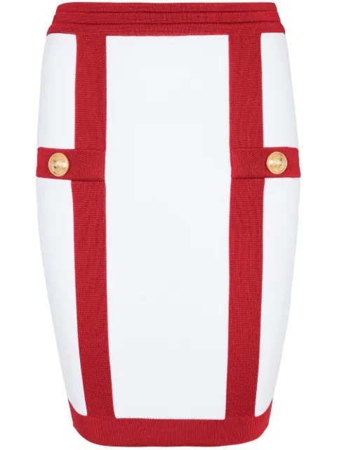 Balmain button-embellished bodycon skirt White YF4LC005KD32
