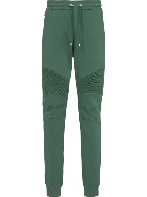 Balmain drawstring cotton track pants Green YH1OB000BB66
