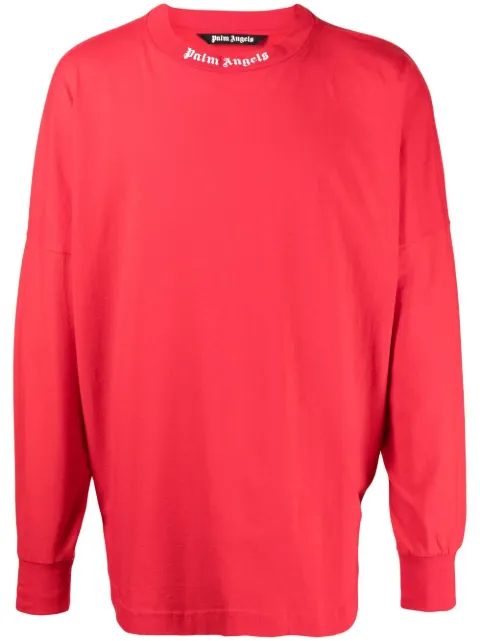 Palm Angels logo-print long-sleeve top Red PMAB001C99JER0012501