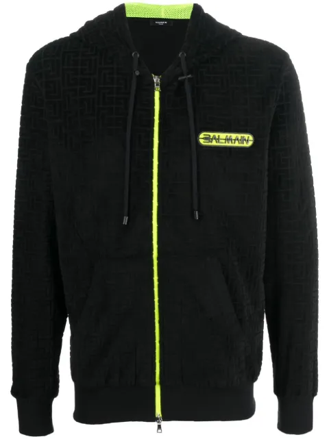 Balmain logo-print hoodie Black YH1JX000JD04