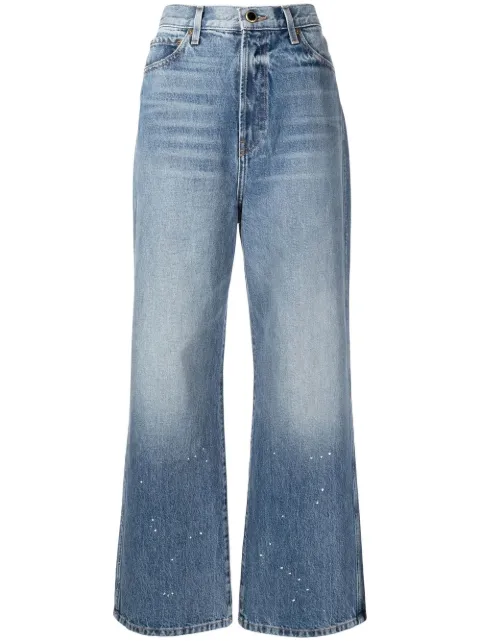 KHAITE paint-splatter wide-leg jeans Blue 1076082