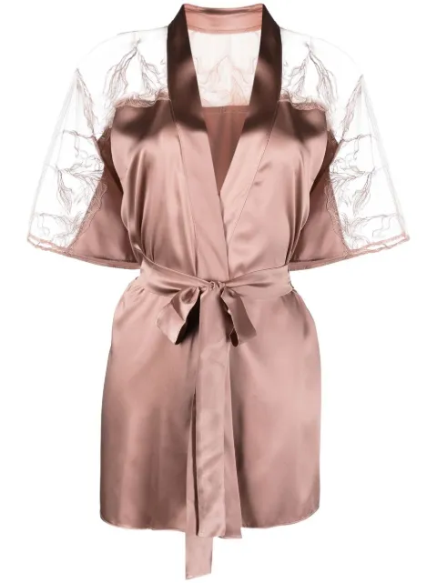 Fleur Of England Lilian lace-detail robe Pink LilianRobe