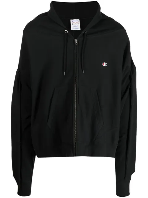 Anrealage draped sleeve drawstring hoodie Black C8V107