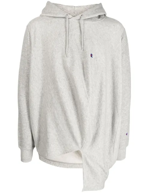 Anrealage draped drawstring hoodie Grey C8V108