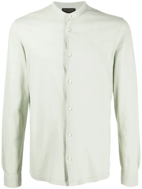 Dell'oglio collarless cotton shirt Green CAMLCORJCREPE