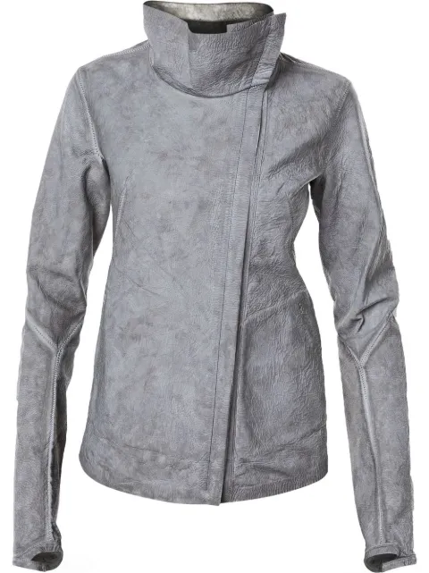 Isaac Sellam Experience off-centre leather biker jacket Grey PRUDENTETALMUDE22