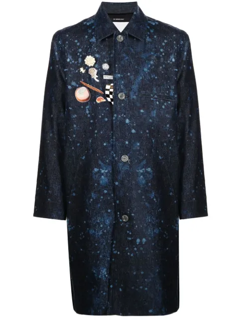 Song For The Mute paint-splatter coach coat Blue 221MCT028DNSPIND
